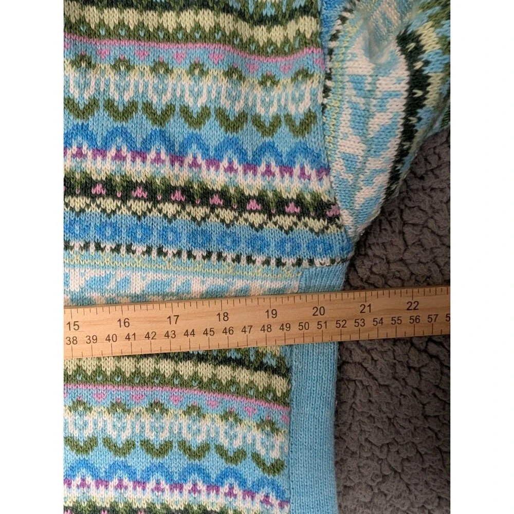 Talbots Fireside Fair Isle Johnny Collar Sweater M Petite Winter Preppy Casual
